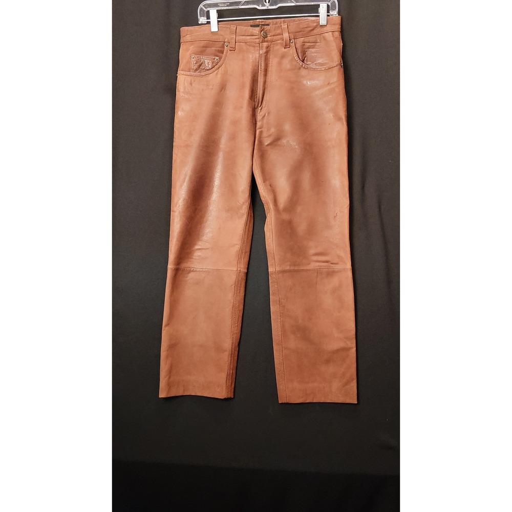 Mans Fashion Brown Nubuck Buffalo Leather Pants Straight Leg 33x27 German Leder